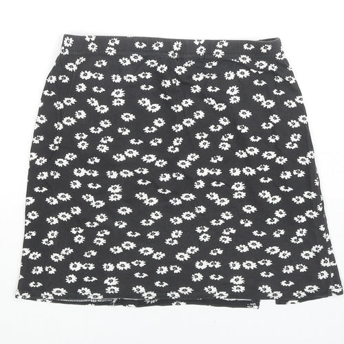 Boohoo Womens Black Floral Polyester Mini Skirt Size 8