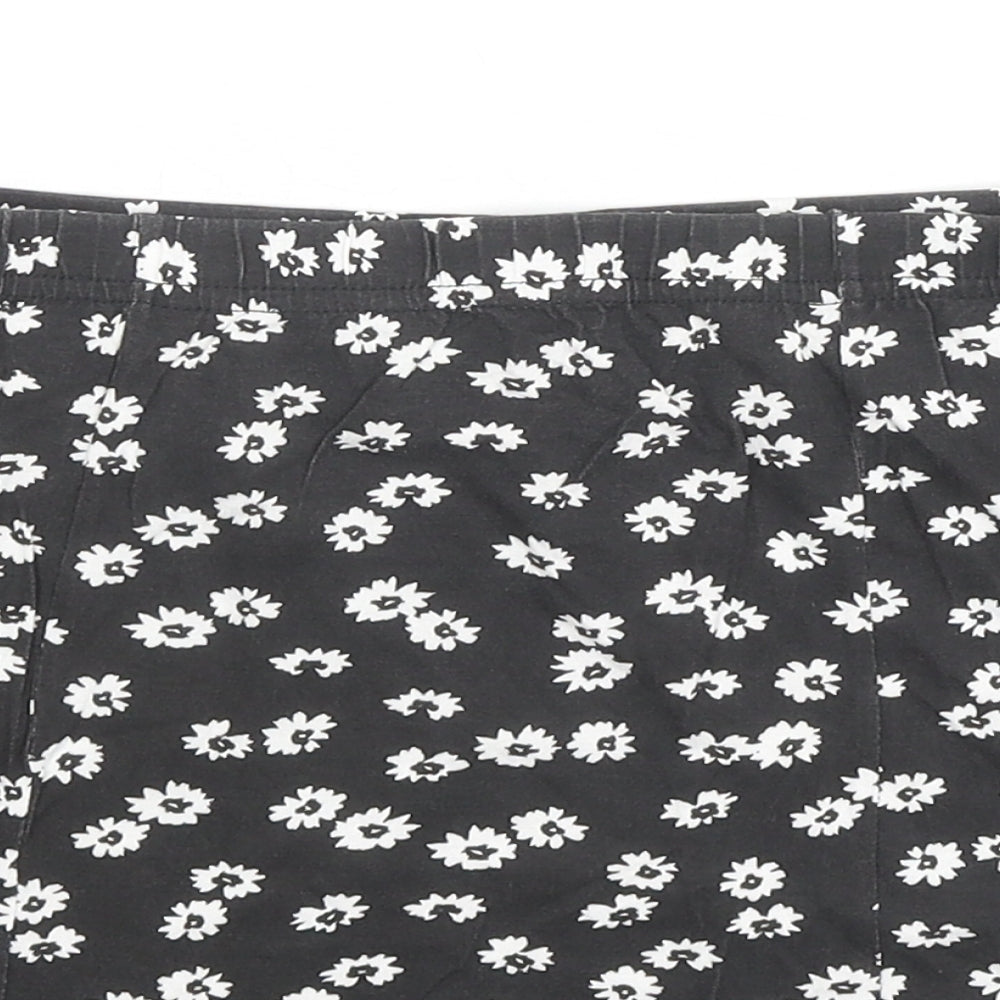 Boohoo Womens Black Floral Polyester Mini Skirt Size 8