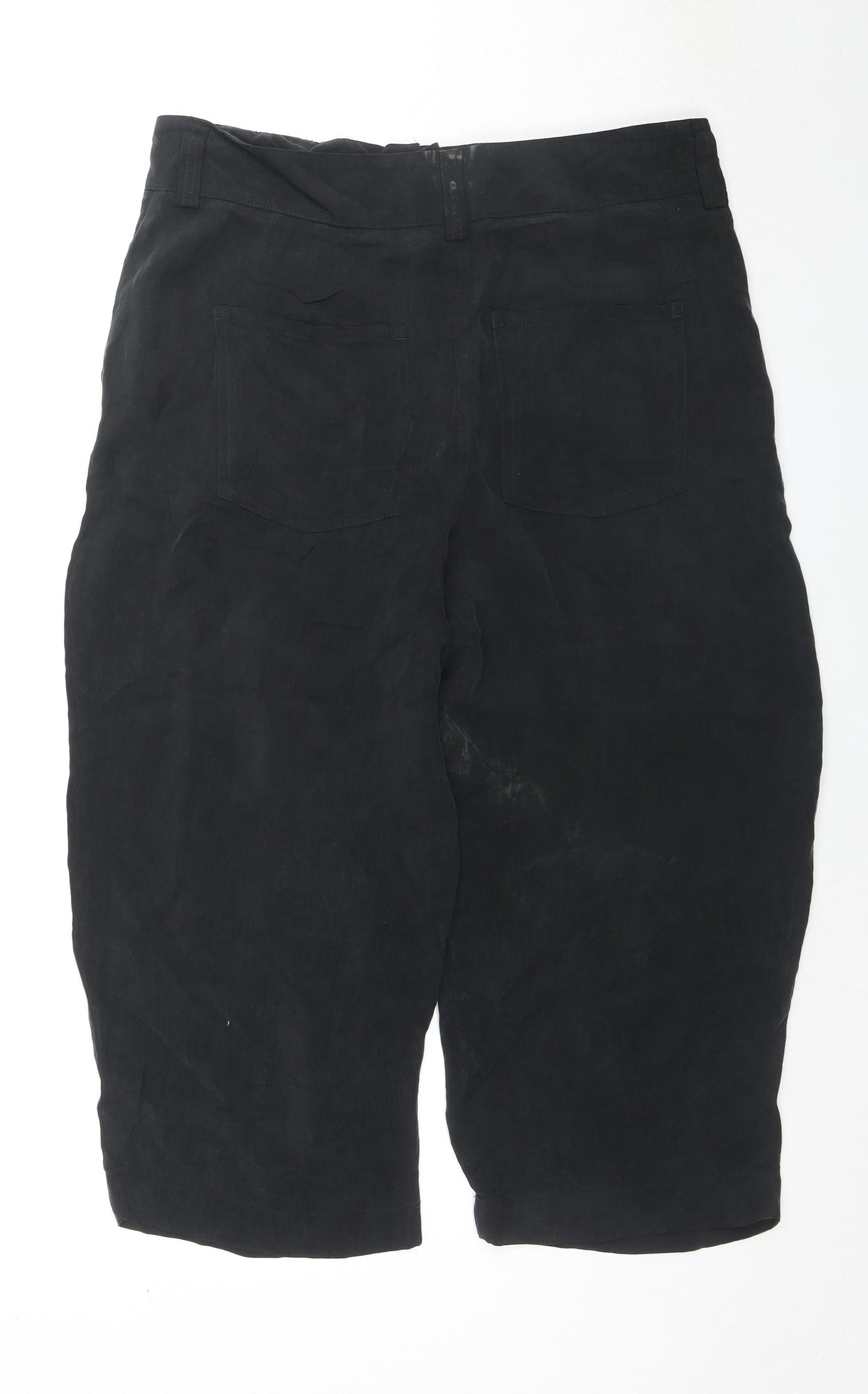 Per Una Womens Black Cupro Culotte Shorts Size 16 L19 in Regular Zip