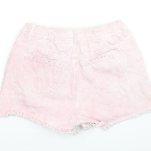 Marks and Spencer Girls Pink Cotton Hot Pants Shorts Size 11-12 Years L3 in Regular Zip - Tie-dye