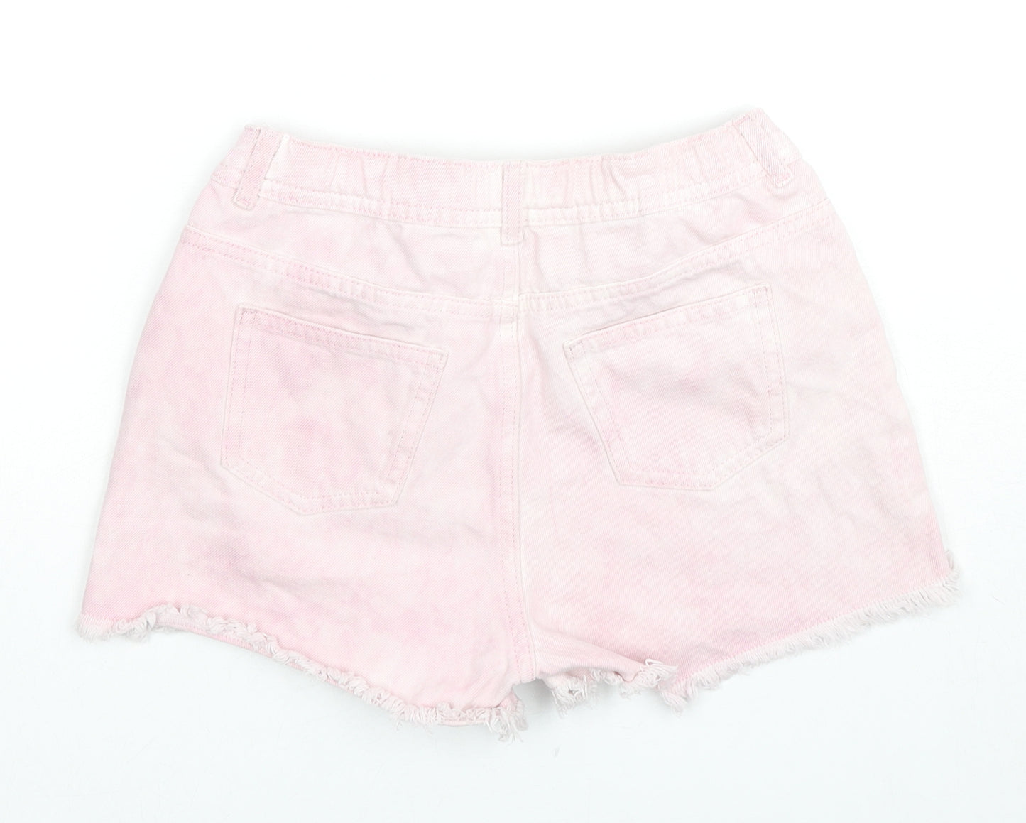 Marks and Spencer Girls Pink Cotton Hot Pants Shorts Size 11-12 Years L3 in Regular Zip - Tie-dye