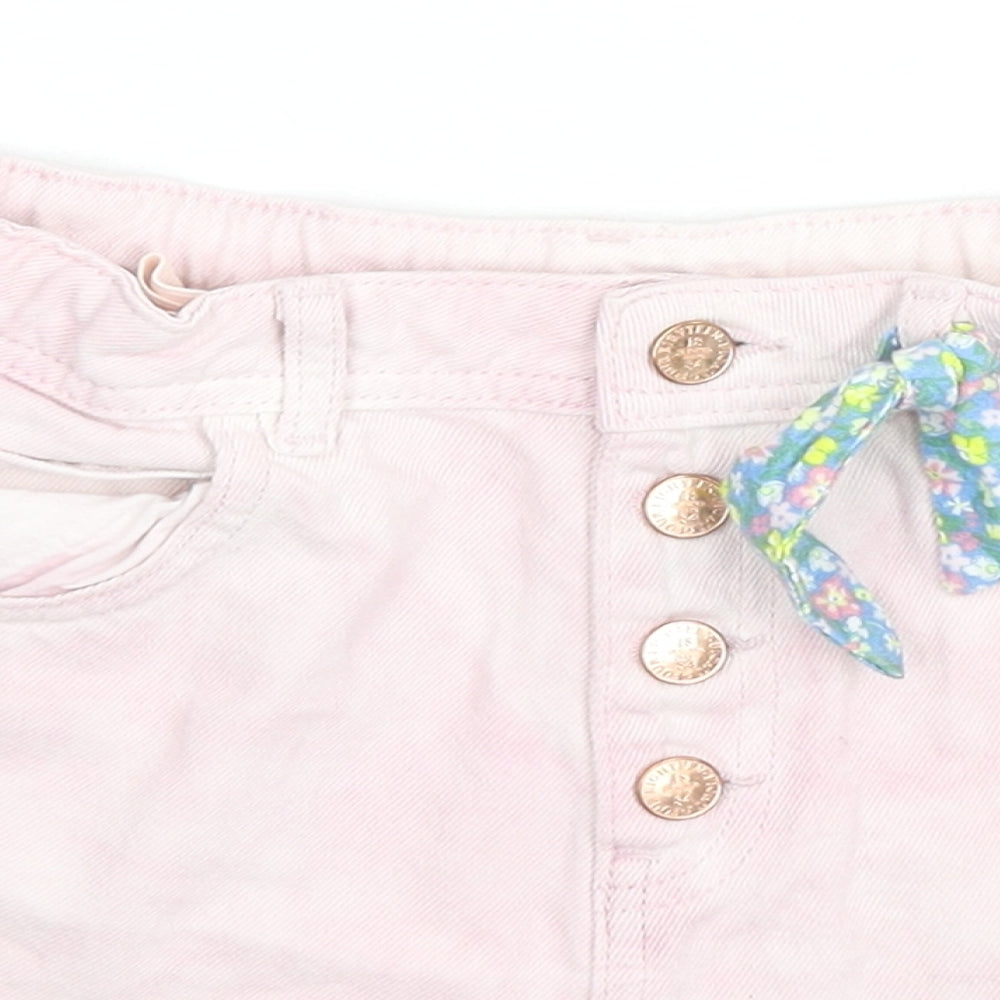 Marks and Spencer Girls Pink Cotton Hot Pants Shorts Size 11-12 Years L3 in Regular Zip - Tie-dye
