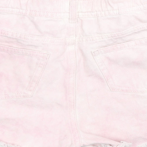 Marks and Spencer Girls Pink Cotton Hot Pants Shorts Size 11-12 Years L3 in Regular Zip - Tie-dye
