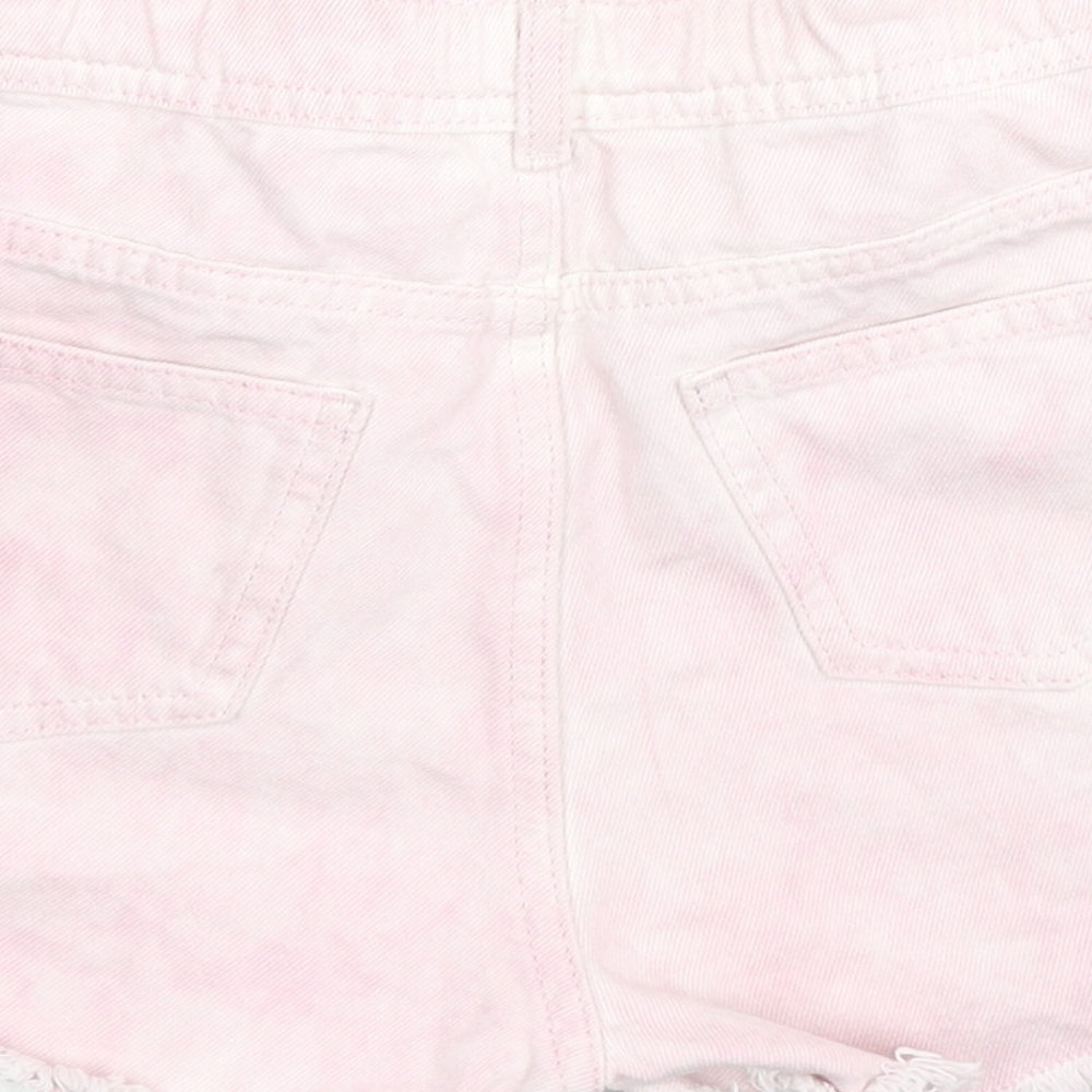 Marks and Spencer Girls Pink Cotton Hot Pants Shorts Size 11-12 Years L3 in Regular Zip - Tie-dye