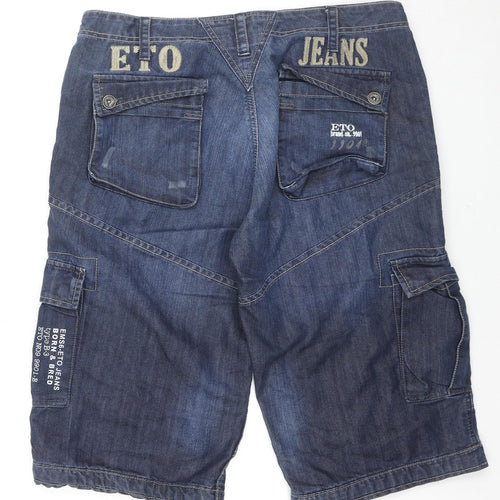 Eto Jeans Mens Blue Cotton Cargo Shorts Size 36 in L16 in Regular Zip