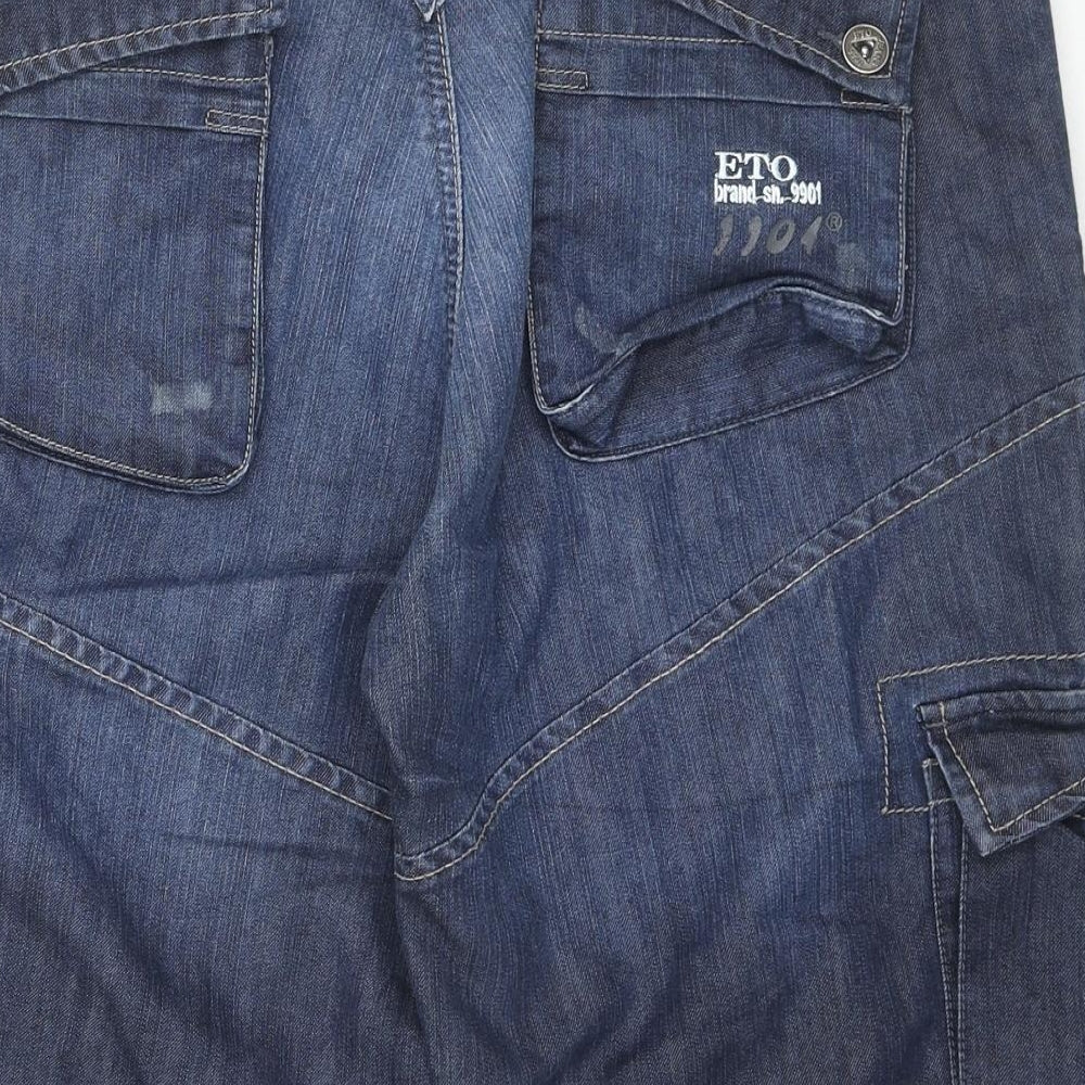 Eto Jeans Mens Blue Cotton Cargo Shorts Size 36 in L16 in Regular Zip