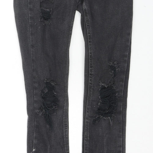 New Look Girls Black Cotton Skinny Jeans Size 12 Years L24 in Regular Zip