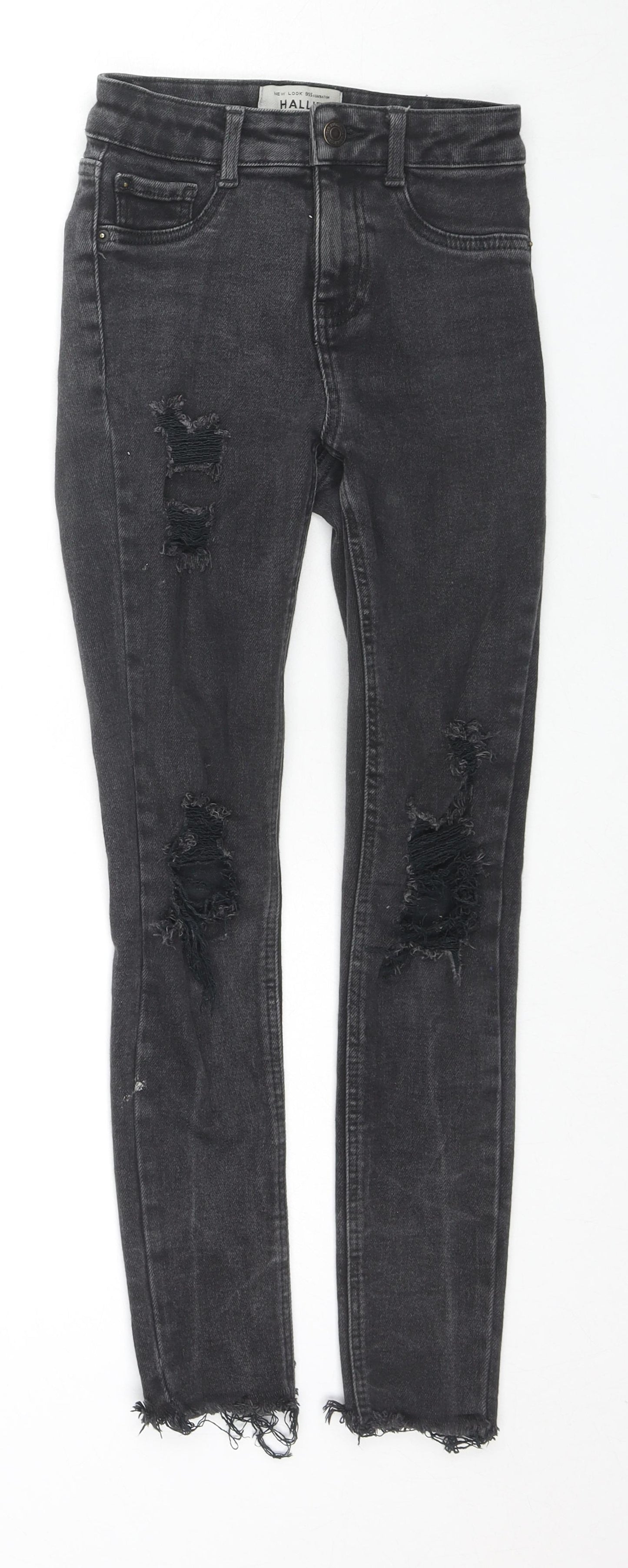 New Look Girls Black Cotton Skinny Jeans Size 12 Years L24 in Regular Zip