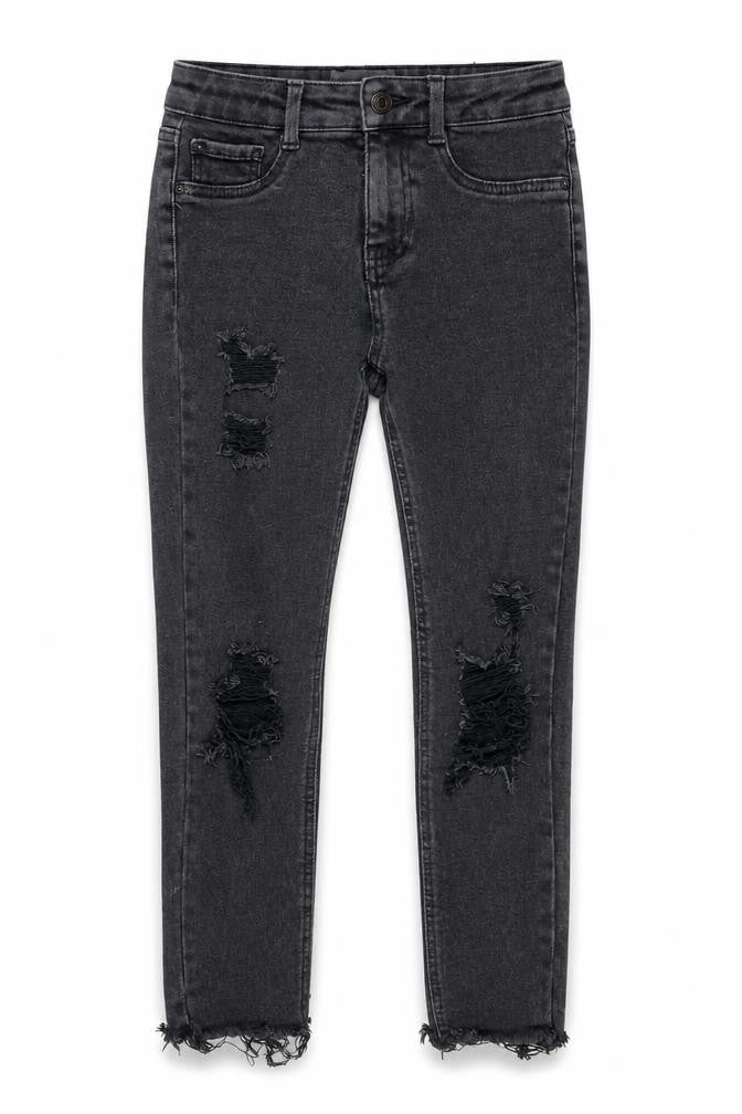 New Look Girls Black Cotton Skinny Jeans Size 12 Years L24 in Regular Zip