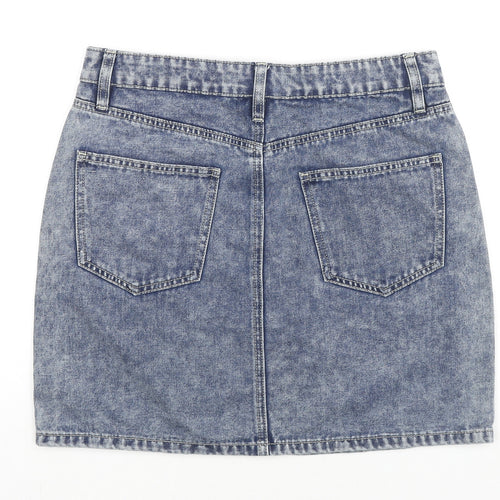 George Womens Blue Cotton Mini Skirt Size 10 Zip