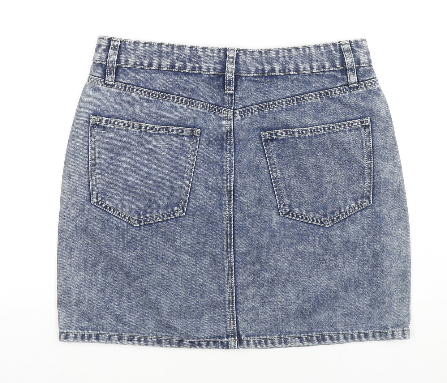 George Womens Blue Cotton Mini Skirt Size 10 Zip