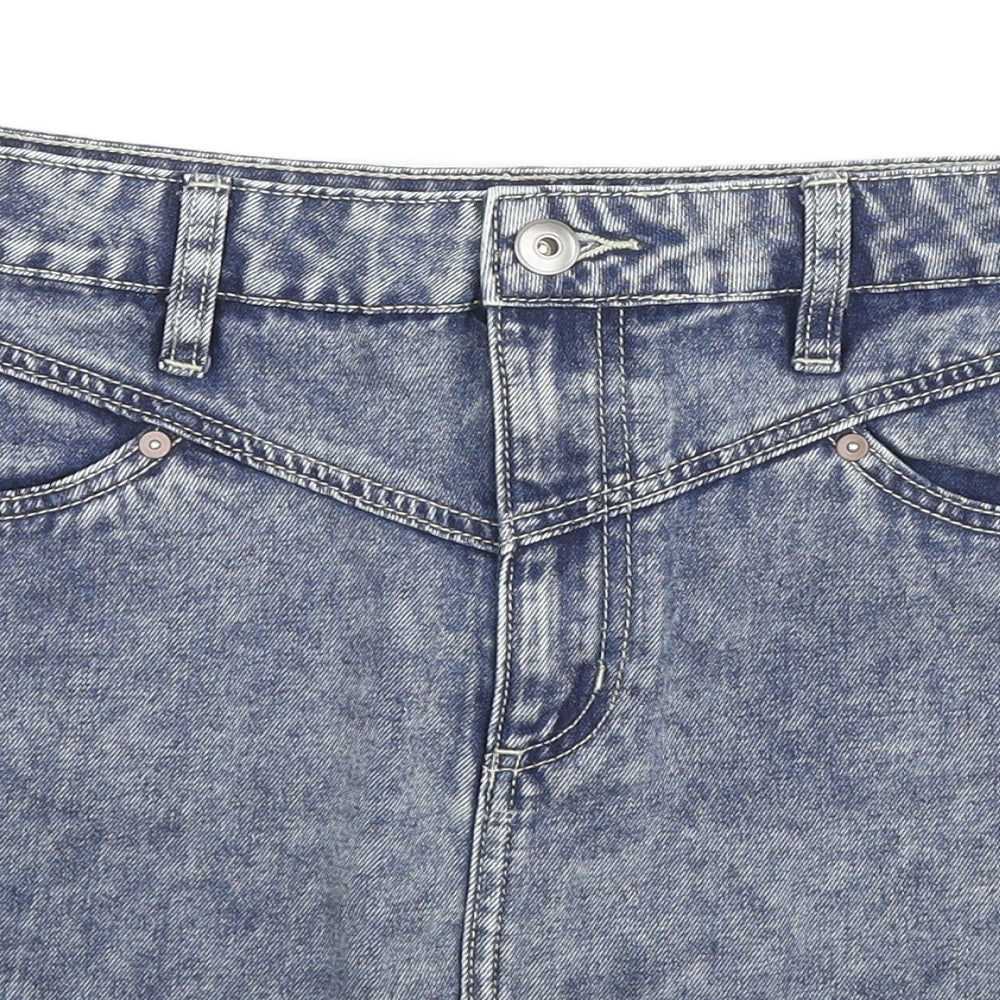 George Womens Blue Cotton Mini Skirt Size 10 Zip