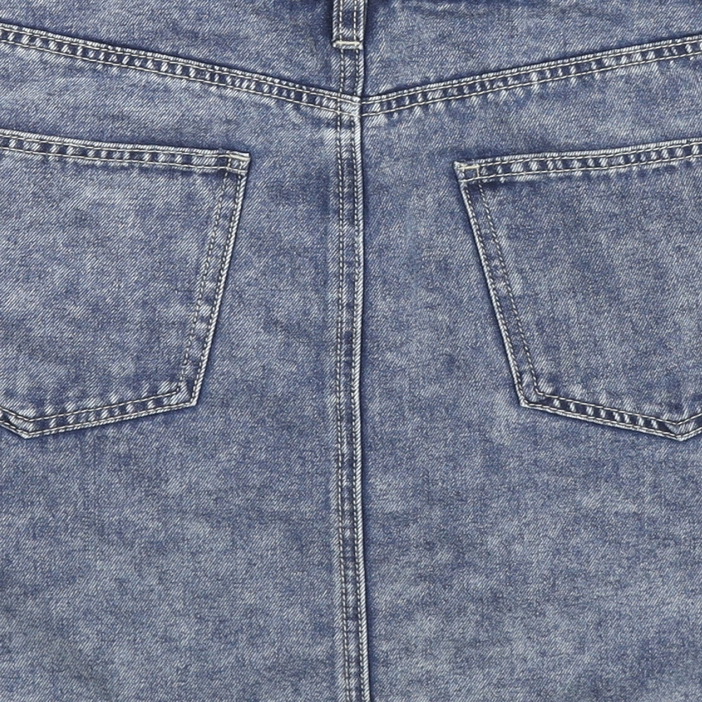 George Womens Blue Cotton Mini Skirt Size 10 Zip