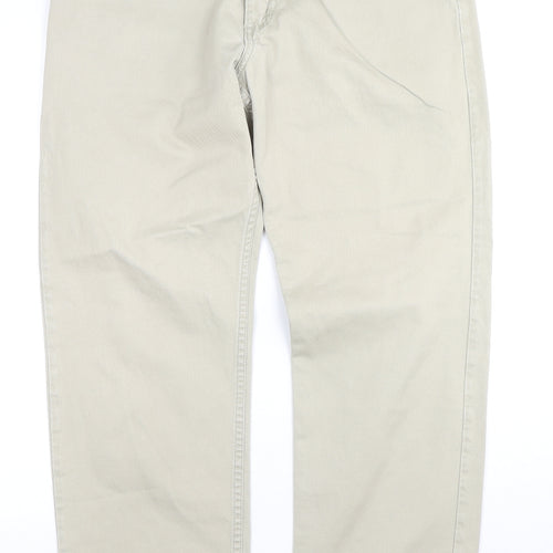 Lee Womens Beige Cotton Straight Jeans Size 34 in L32 in Regular Zip