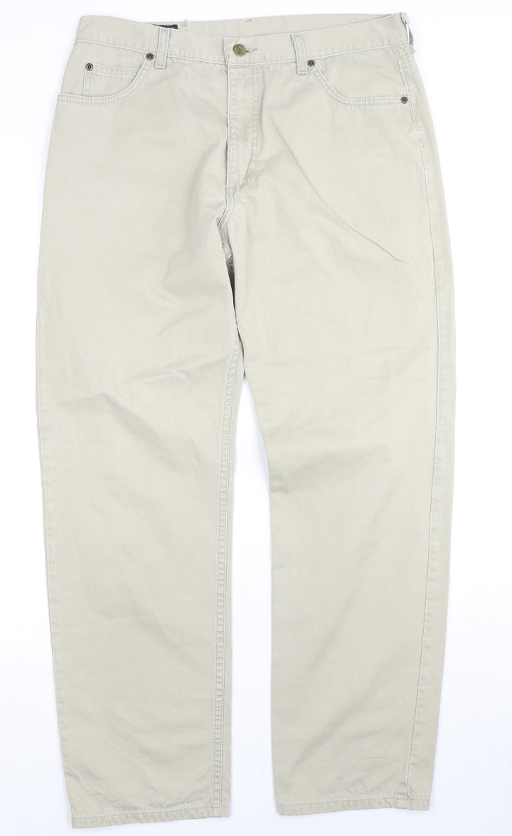Lee Womens Beige Cotton Straight Jeans Size 34 in L32 in Regular Zip