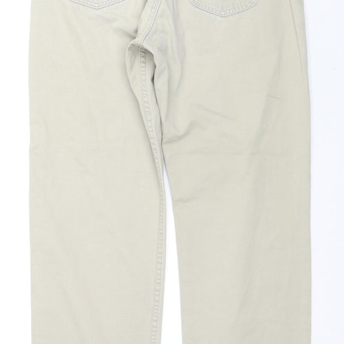 Lee Womens Beige Cotton Straight Jeans Size 34 in L32 in Regular Zip