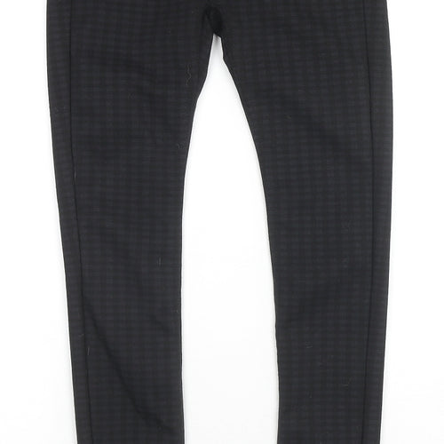 Denim & Co. Womens Black Check Polyester Trousers Size 6 L28 in Regular Zip