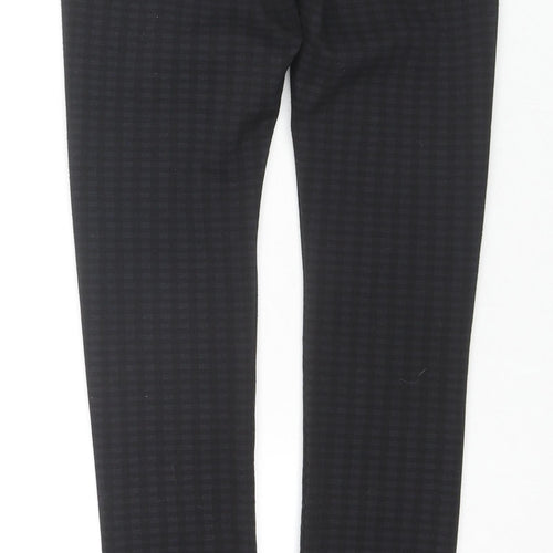 Denim & Co. Womens Black Check Polyester Trousers Size 6 L28 in Regular Zip