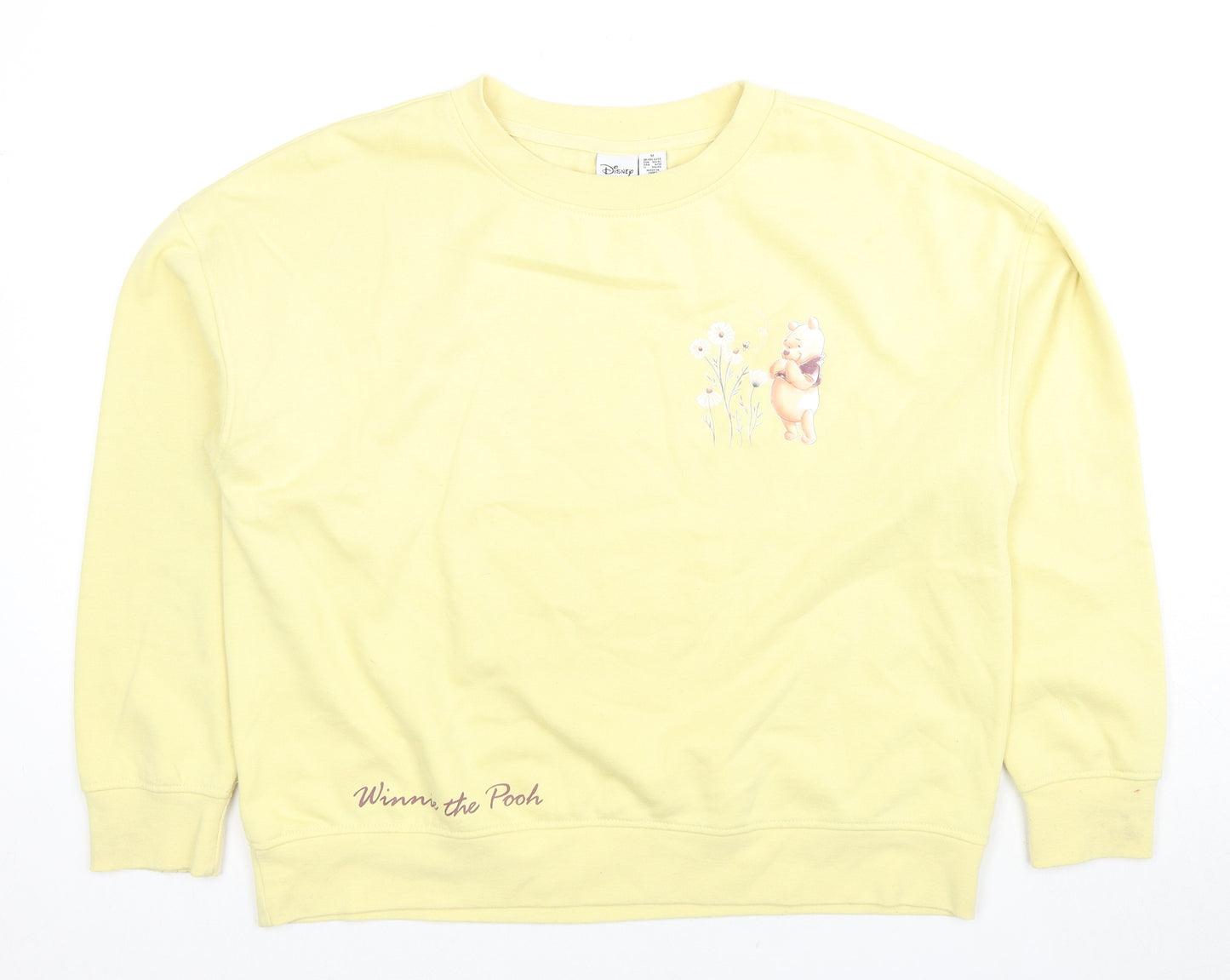 Disney Womens Yellow Cotton Pullover Sweatshirt Size 12 Pullover - Winnie the Pooh, Size 12-14