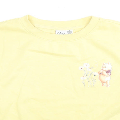 Disney Womens Yellow Cotton Pullover Sweatshirt Size 12 Pullover - Winnie the Pooh, Size 12-14