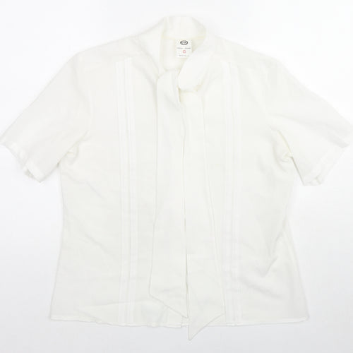 C&A Womens White Polyester Basic Button-Up Size 16 Collared