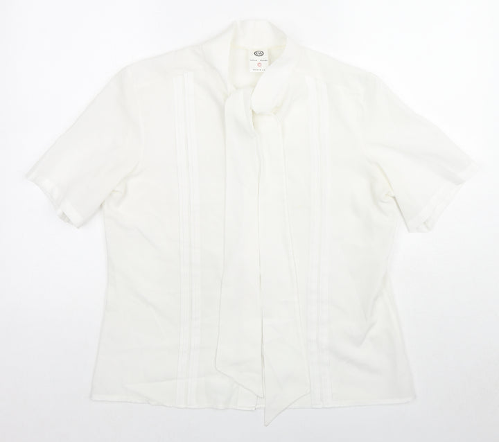 C&A Womens White Polyester Basic Button-Up Size 16 Collared