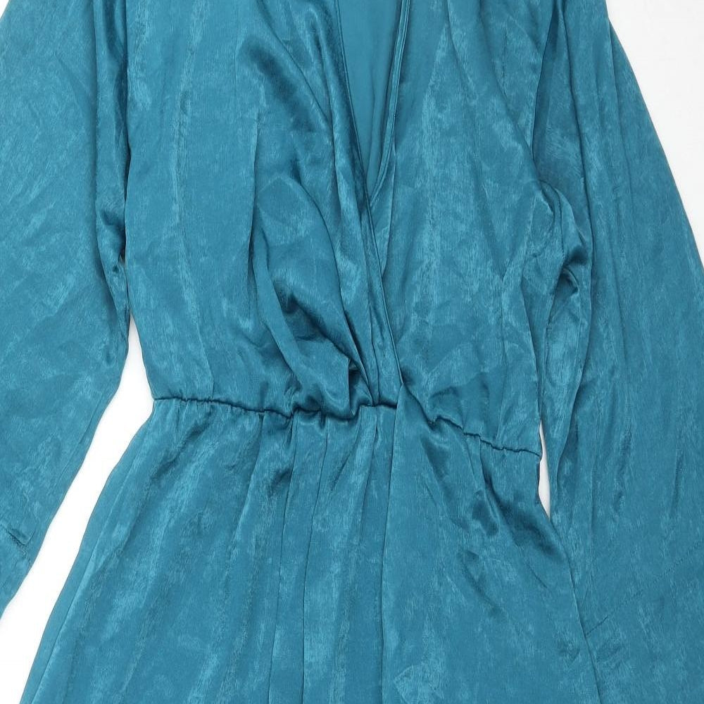 Zara Womens Blue Viscose Maxi Size M V-Neck Pullover - Side Slits