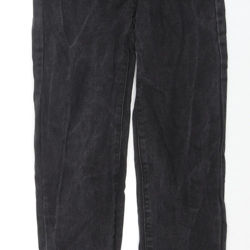 PRETTYLITTLETHING Womens Black Cotton Straight Jeans Size 8 L32 in Regular Zip