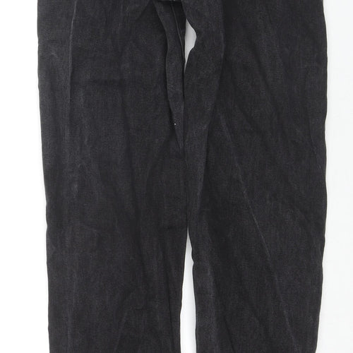 PRETTYLITTLETHING Womens Black Cotton Straight Jeans Size 8 L32 in Regular Zip