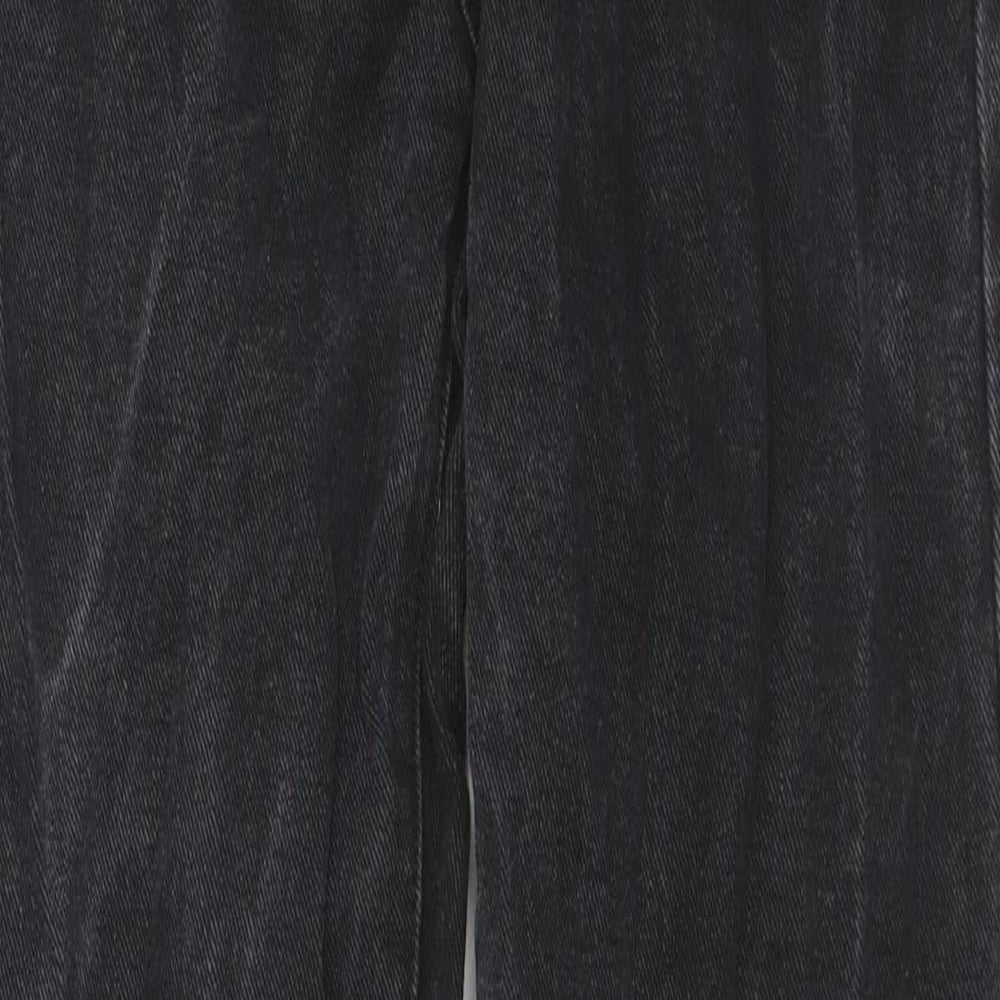 PRETTYLITTLETHING Womens Black Cotton Straight Jeans Size 8 L32 in Regular Zip