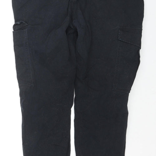JACK & JONES Mens Black Cotton Cargo Trousers Size 34 in L30 in Slim Zip