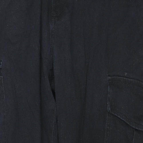 JACK & JONES Mens Black Cotton Cargo Trousers Size 34 in L30 in Slim Zip
