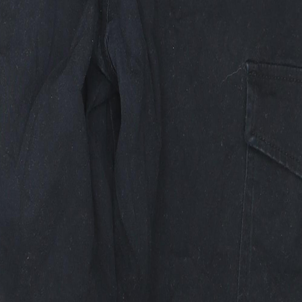 JACK & JONES Mens Black Cotton Cargo Trousers Size 34 in L30 in Slim Zip