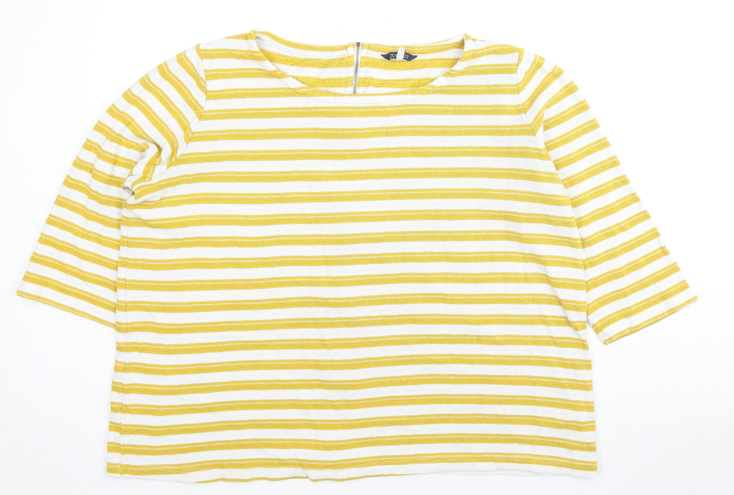 Joules Womens Yellow Boat Neck Striped Cotton Pullover Jumper Size 16