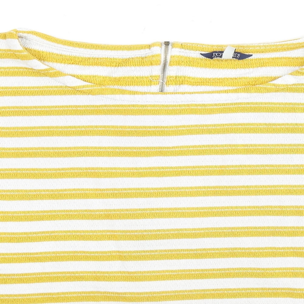 Joules Womens Yellow Boat Neck Striped Cotton Pullover Jumper Size 16