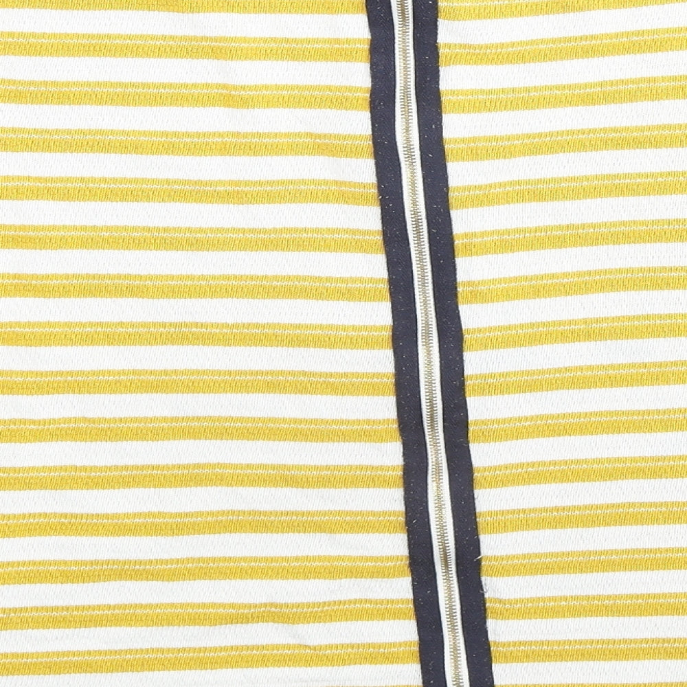 Joules Womens Yellow Boat Neck Striped Cotton Pullover Jumper Size 16