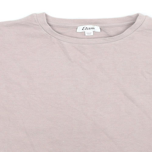 Etam Womens Beige Viscose Basic Blouse Size M Boat Neck