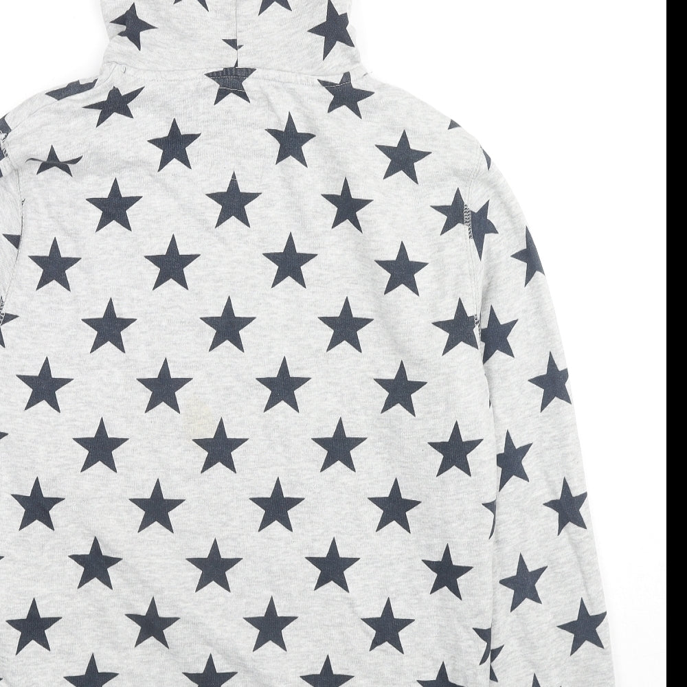 Terranova Mens Grey Geometric Cotton Pullover Hoodie Size M - Stars