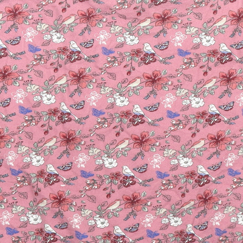 Cotton Traders Womens Pink Floral Cotton Pullover Sweatshirt Size 12 Pullover - Birds