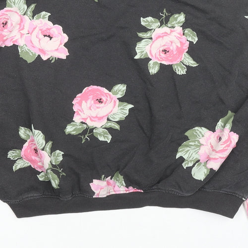 H&M Girls Black Floral Cotton Pullover Sweatshirt Size 14-15 Years Pullover - Roses