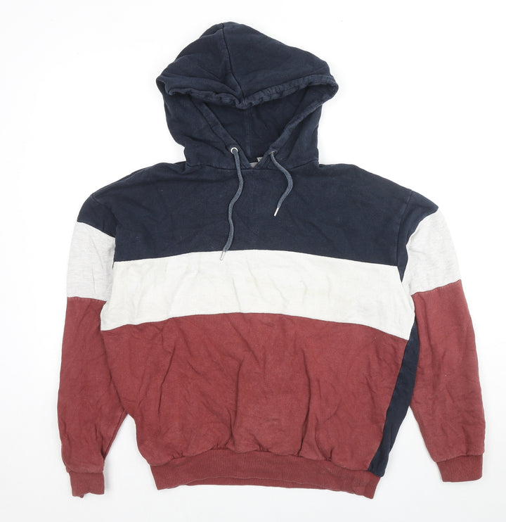 ASOS Mens Multicoloured Cotton Pullover Hoodie Size XS - Colourblock Pattern