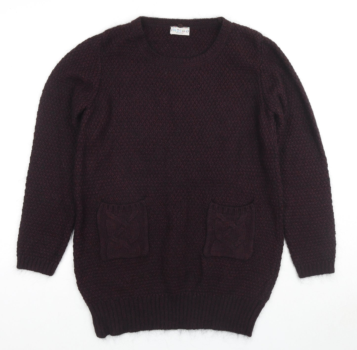 Indigo Womens Purple Round Neck Acrylic Pullover Jumper Size 14