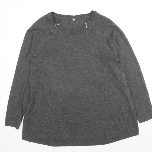 Marks and Spencer Womens Grey Round Neck Acrylic Pullover Jumper Size 8