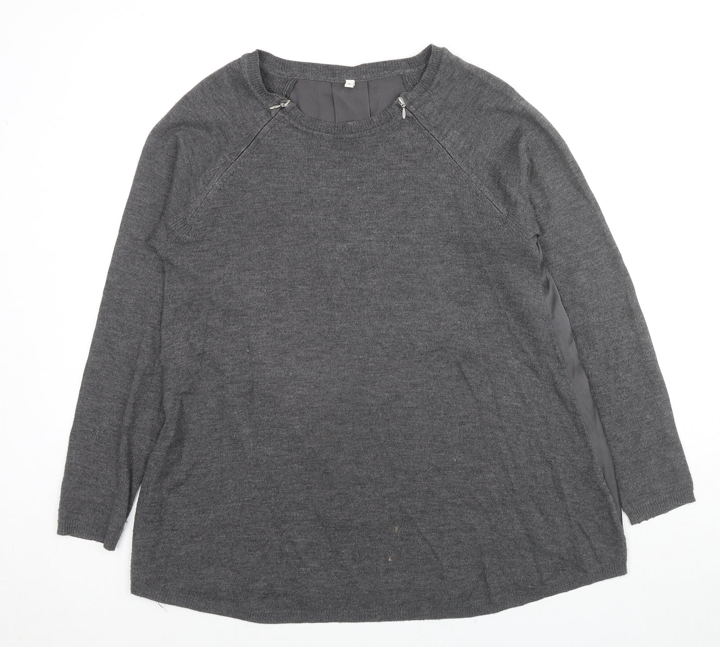 Marks and Spencer Womens Grey Round Neck Acrylic Pullover Jumper Size 8