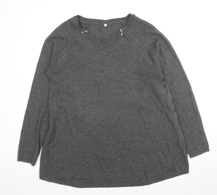Marks and Spencer Womens Grey Round Neck Acrylic Pullover Jumper Size 8