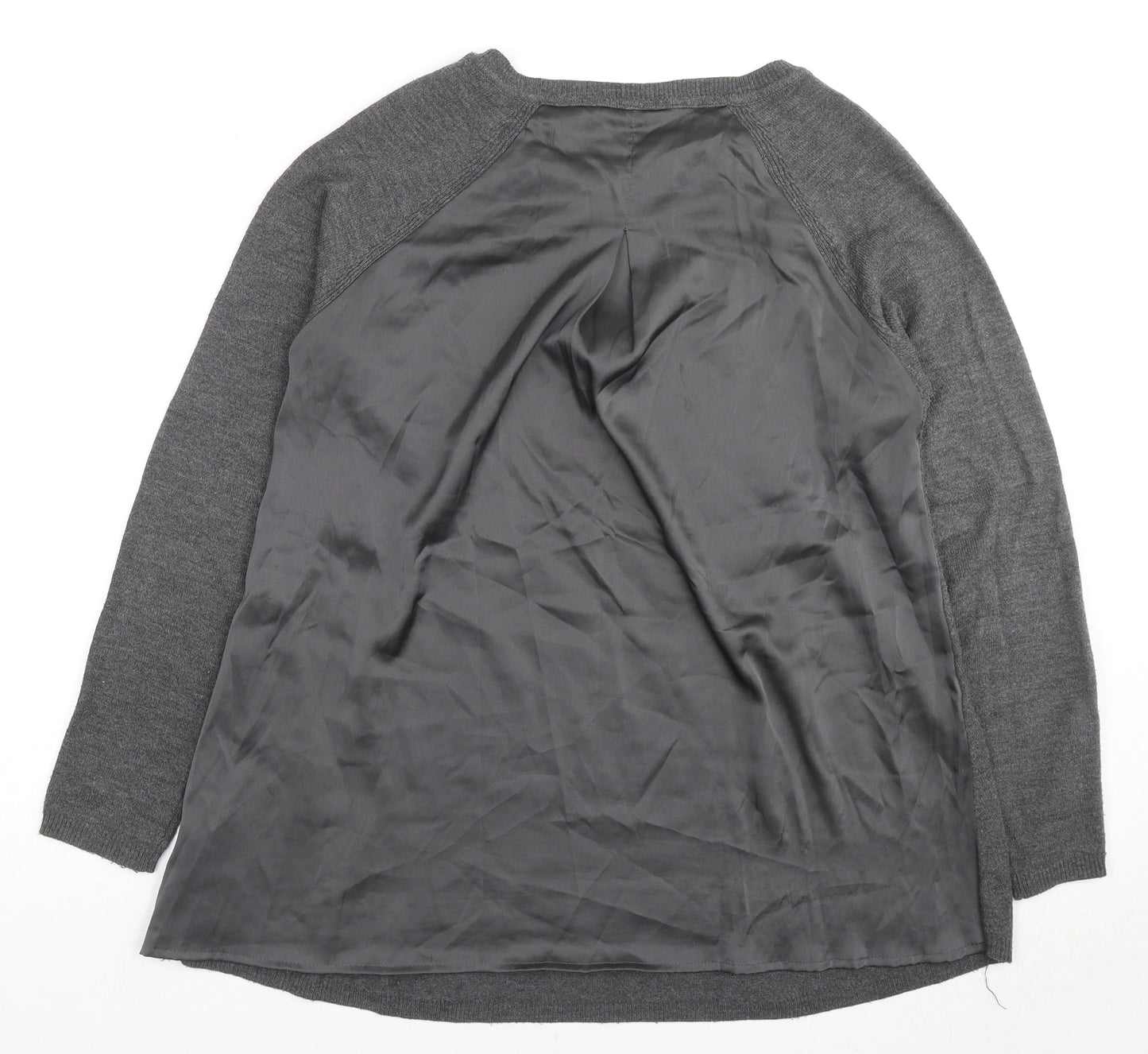 Marks and Spencer Womens Grey Round Neck Acrylic Pullover Jumper Size 8