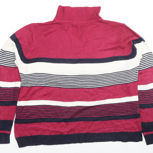 EWM Womens Multicoloured Collared Striped Acrylic Pullover Jumper Size 18 - Size 18-20