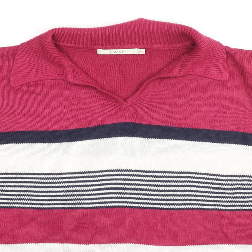 EWM Womens Multicoloured Collared Striped Acrylic Pullover Jumper Size 18 - Size 18-20