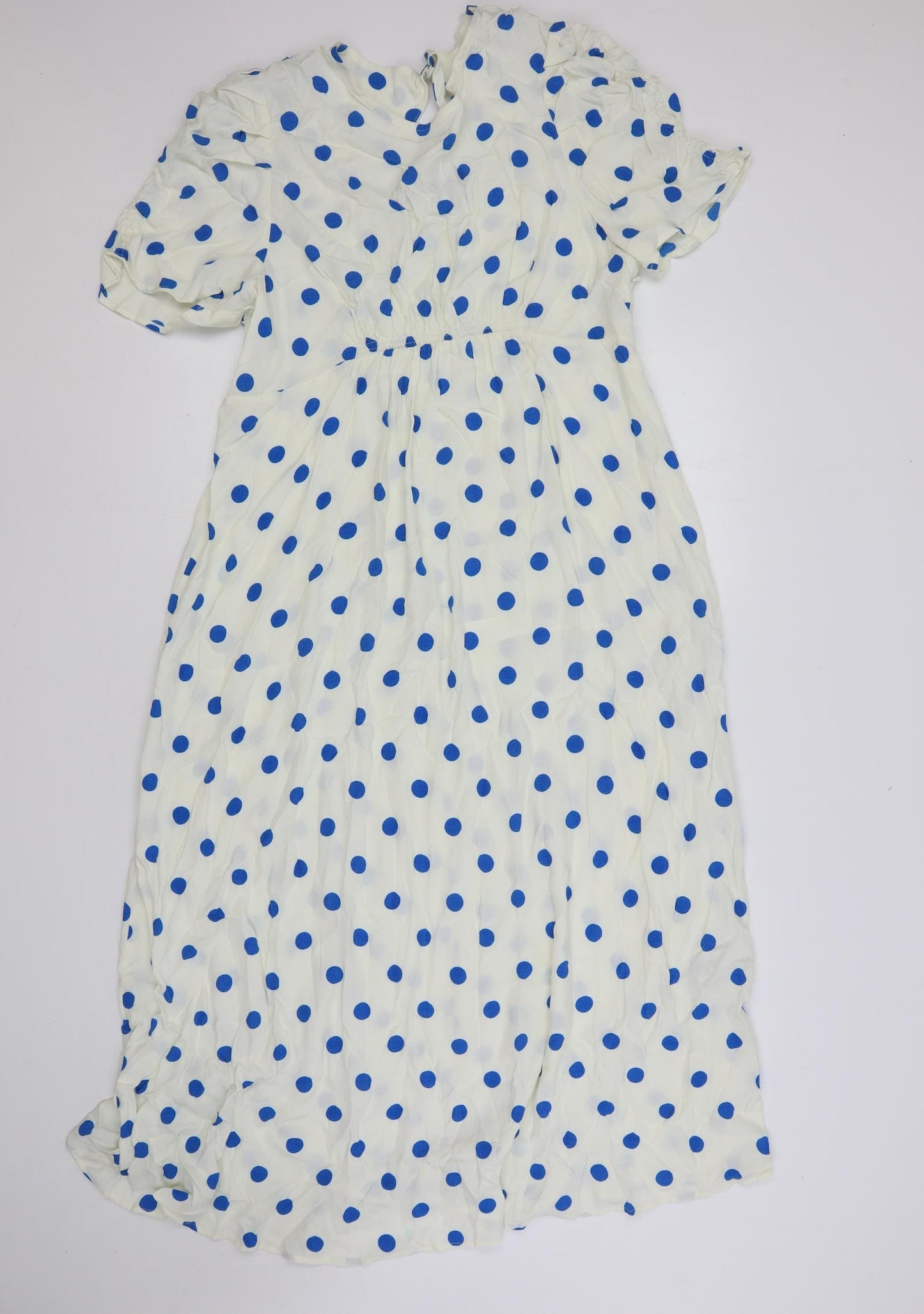 Marks and Spencer Womens White Polka Dot Viscose A-Line Size 18 Boat Neck Zip