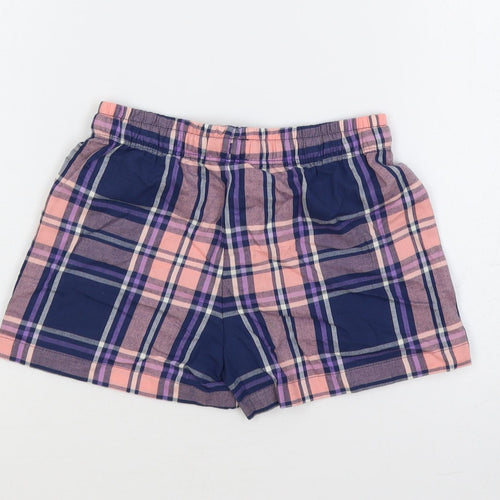 Marks and Spencer Girls Multicoloured Plaid Cotton Sweat Shorts Size 7-8 Years Regular Drawstring